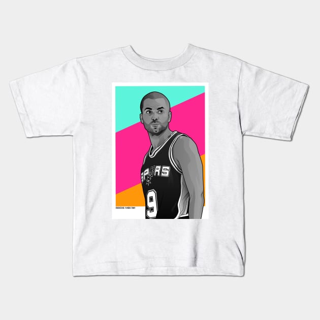 Tony Parker Kids T-Shirt by dbl_drbbl